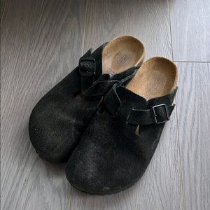 Birkenstock Boston Clogs - Black Suede